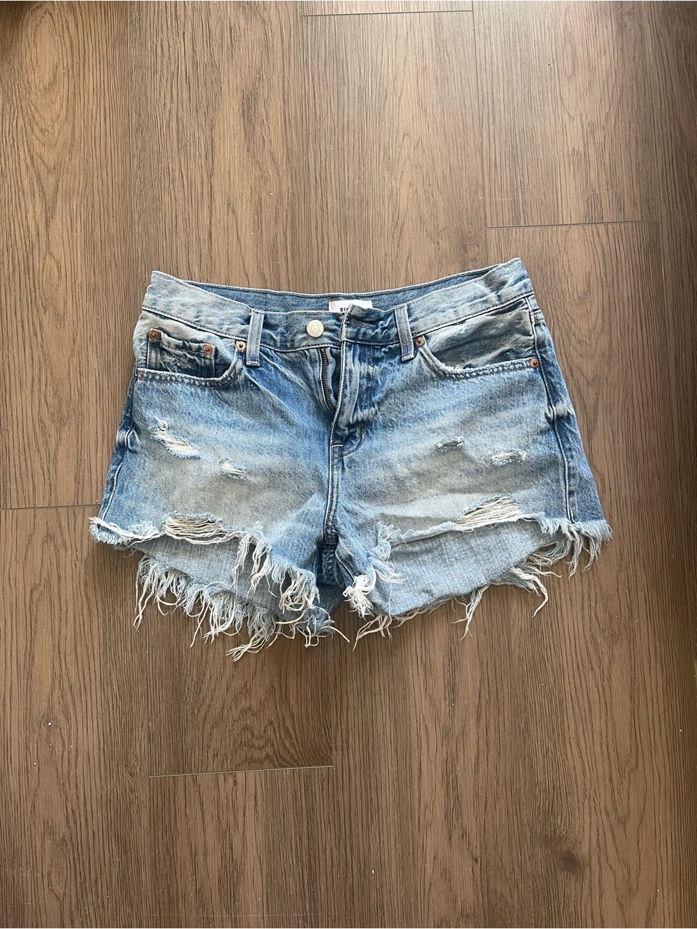 Pistola Light Blue Distressed Denim Women's Shorts
